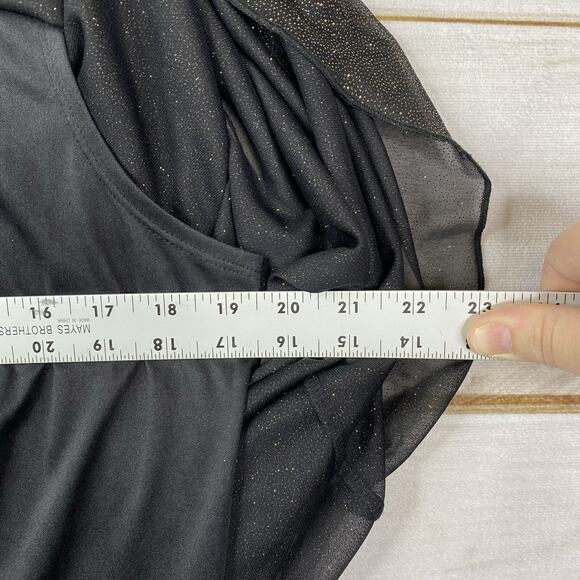 Enfocus Dress Womens 16W Black Gold Sparkly Overlay Stretch Knee Length Coctail - Picture 7 of 9